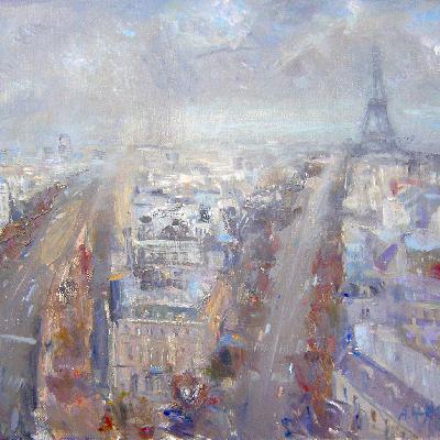 Париж. Зимний пейзаж — картина маслом на холсте