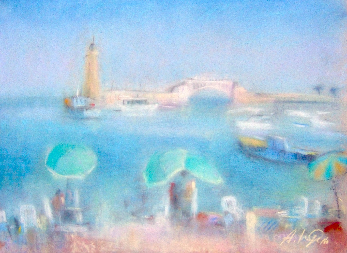 Александрийская лазурь — морской пейзаж пастелью