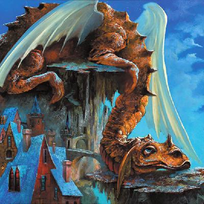 Спящий дракон — фэнтези-картина маслом на холсте