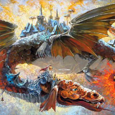 Гном летит на драконе — картина в детскую комнату