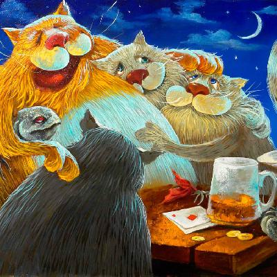 Смешные коты — фэнтези-картина в детскую комнату