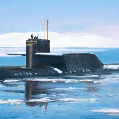 Подводная лодка — картина маслом на холсте