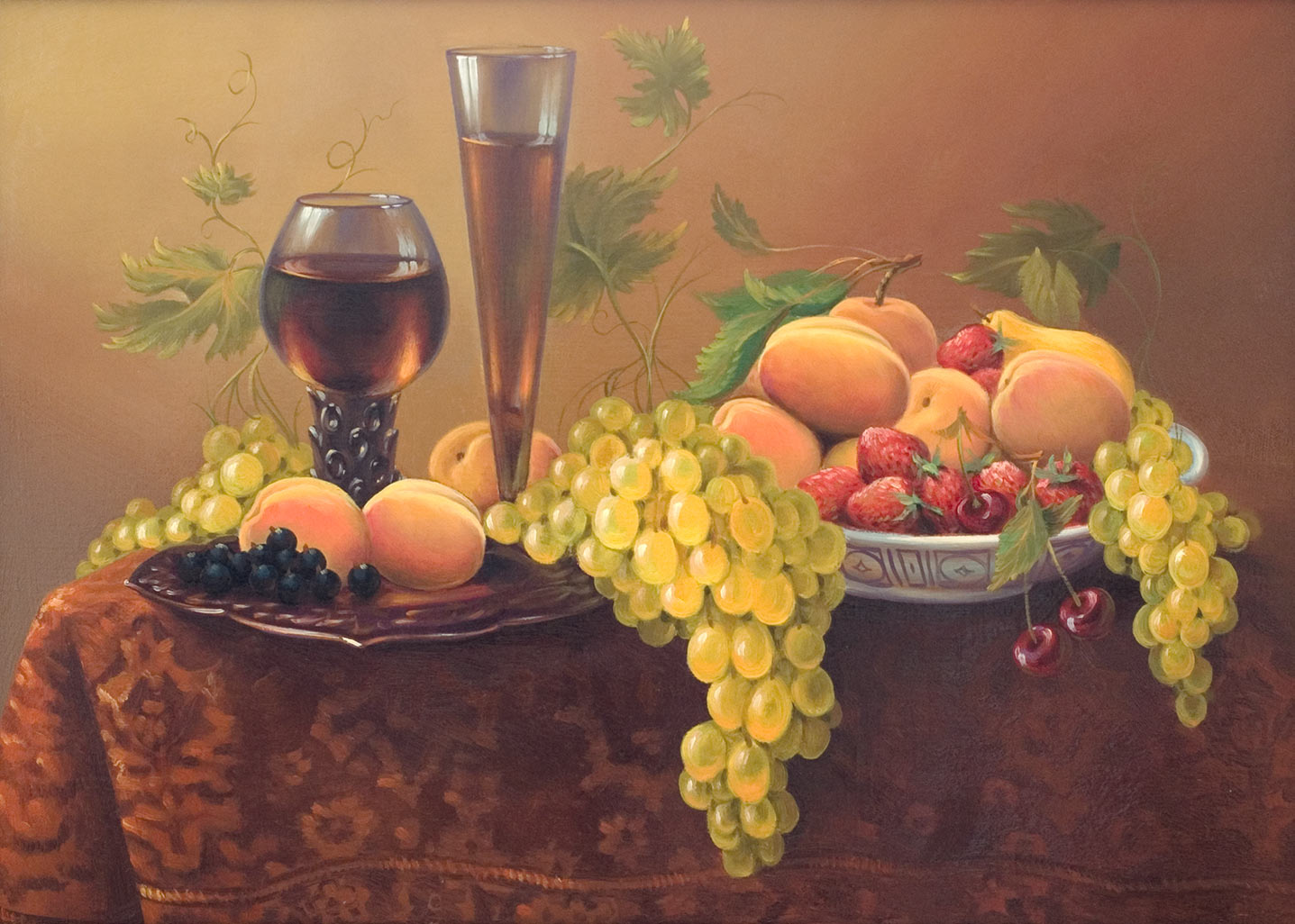Натюрморт с фруктами — картина маслом на холсте